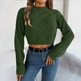 thumbnail image 2 of Womens sweaters Cropped Sweater Casual Long Sleeve Cable Knit Pullovers Fall trendy Winter Sweater Jumper Tops for ladies, 2 of 7