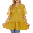 thumbnail image 4 of Mittory Women's Plus Size Summer Tops Short Sleeve Lace Pleated Blouses Tunic Tops, 4 of 8