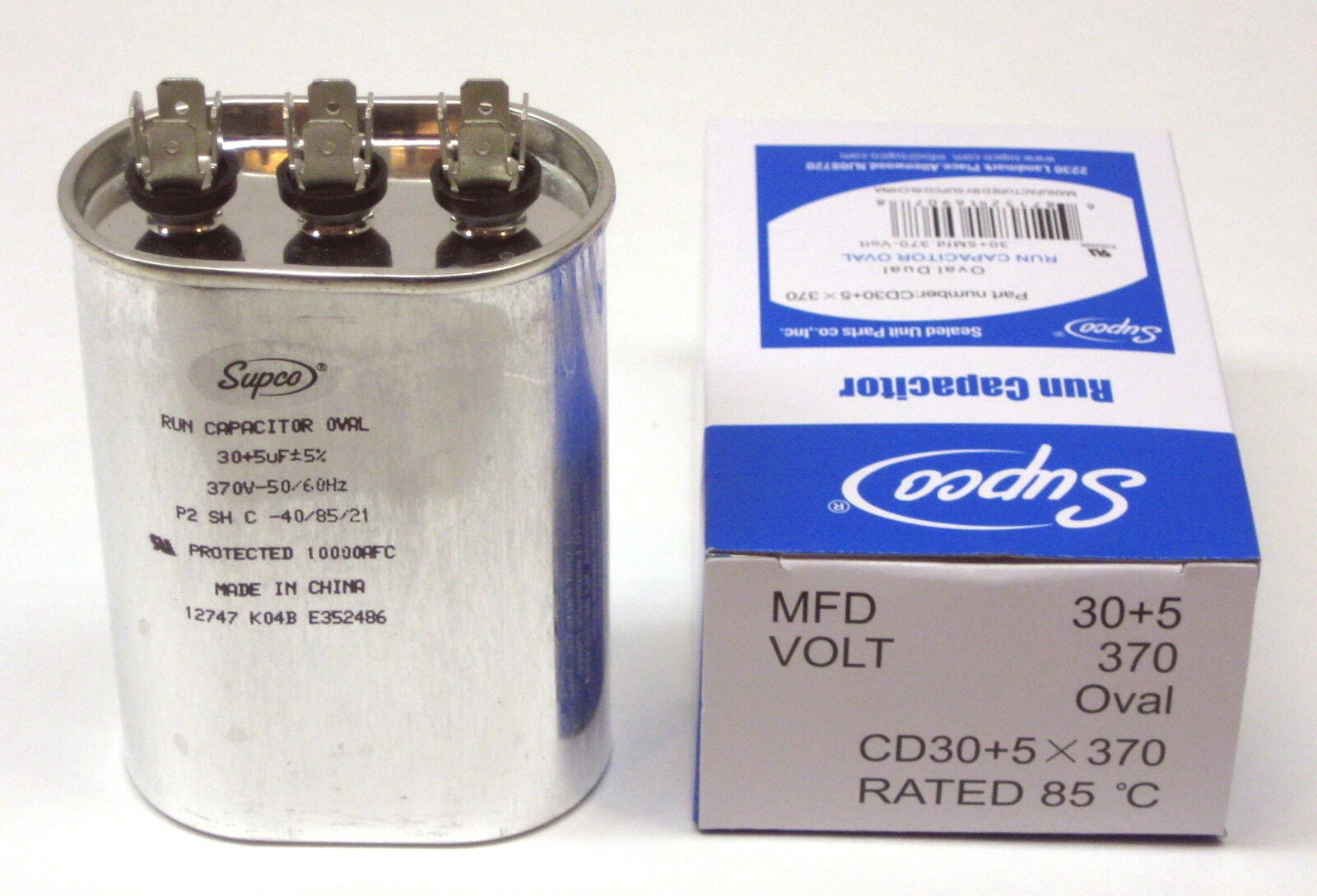 2x 30/5 MFD 370 Volt Dual Round Run Capacitor for ICP HQ1094977AX 