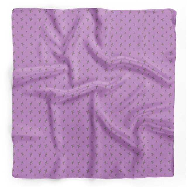 Bimba Purple Cross & Geometric Pure Silk Printed Head Bandanas Summer Neck Wrap Scarf 40 x 40 Inches