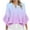 Purple, variant on Women's Tops Three Quarters Bell Sleeve V Neck Pleated Shirts Dressy Casual Loose Gradient Color Elegant Work Daily Blouses Gray S
