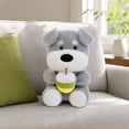 thumbnail image 4 of Soft Gray Schnauzer Stuffed Animal, Cute Puppy Plush Toy with Avocado for Kids Decor, 4 of 7