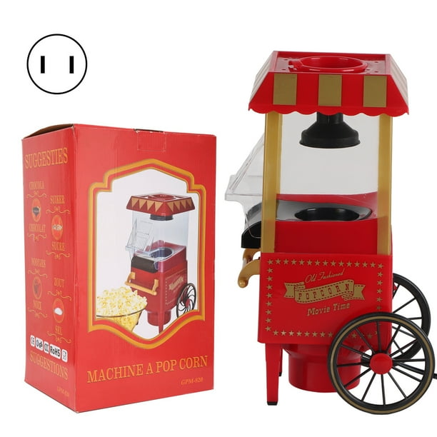 Máquina automática para hacer palomitas de maíz, modelo retro rojo, para uso doméstico, para fiestas, cumpleaños, regalo, enchufe estadounidense de 110 V