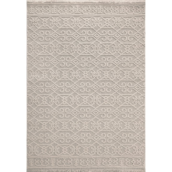 Dynamic Rugs Seville Ivory/Soft Grey 5X7 Ikat Area Rug