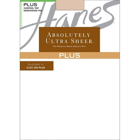 

Hanes Plus Absolutely Ultra Sheer Control Top Reinforced Toe Pantyhose Barely There 4-5P Women s
