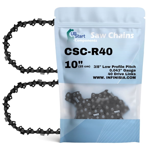 2-Pack 10-Inch Chainsaw Chain R40 Replacement for Homelite UT15520A - (10", 3/8", .043", 40 Drive Links)