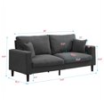 thumbnail image 7 of 74" Modern Upholstered Sofa Couch,Comfy 3 Seater Sofa with 2 Pillows for Living Room Bedroom Apartment,Dark Gray, 7 of 7