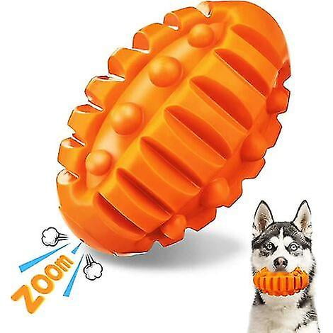 Juguete indestructible para perros, pelota de goma resistente con sonido, ideal para perros pequeños, medianos y grandes, 11,7 cm, color naranja.