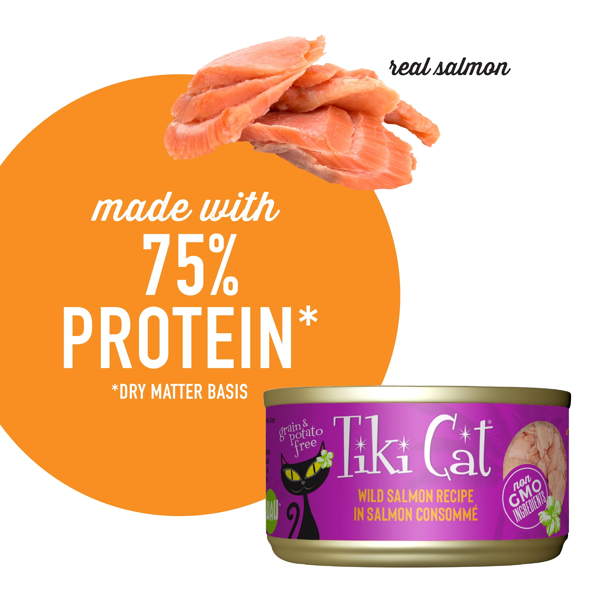 (6 pack) Tiki Cat Luau Wet Cat Food, Wild Salmon, 2.8 oz. Can