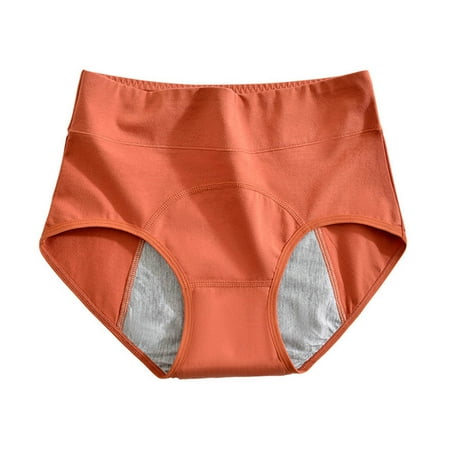 

huanledash Women Panties Leak Proof High Waist Solid Color Heightened Front Crotch Close Fit Hip Lift Period Underwear Menstruation Panties for Daily Wear
