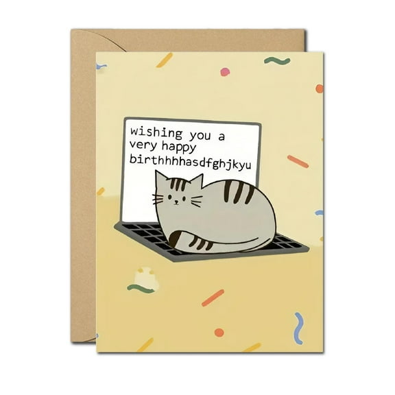 Cute Cat Birthday Card – Blank Inside with Envelope – Perfect for Cat Lovers and Any Celebration