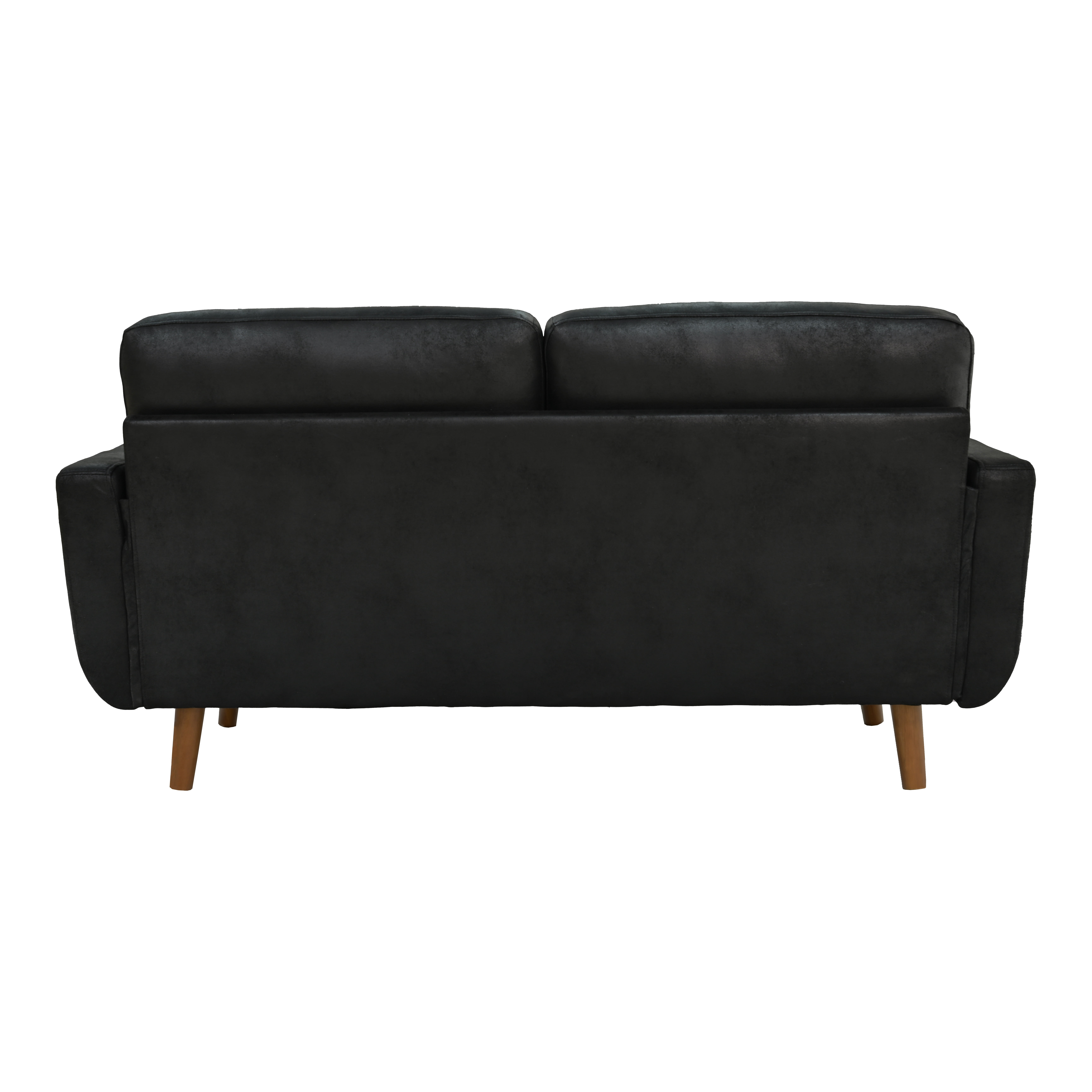 Lunale 65" Loveseat Sofa for Small Space, Modern Cozy 2-Seater Upholstered Couch with Wood Legs, Black Faux Leather