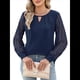 thumbnail image 2 of Camisas de Larga para Mujer, Blusas de Encaje, Ropa Informal de Negocios, Moda de Otoño, Blusas Tejidas Y2k Azul Marino L, 2 of 9