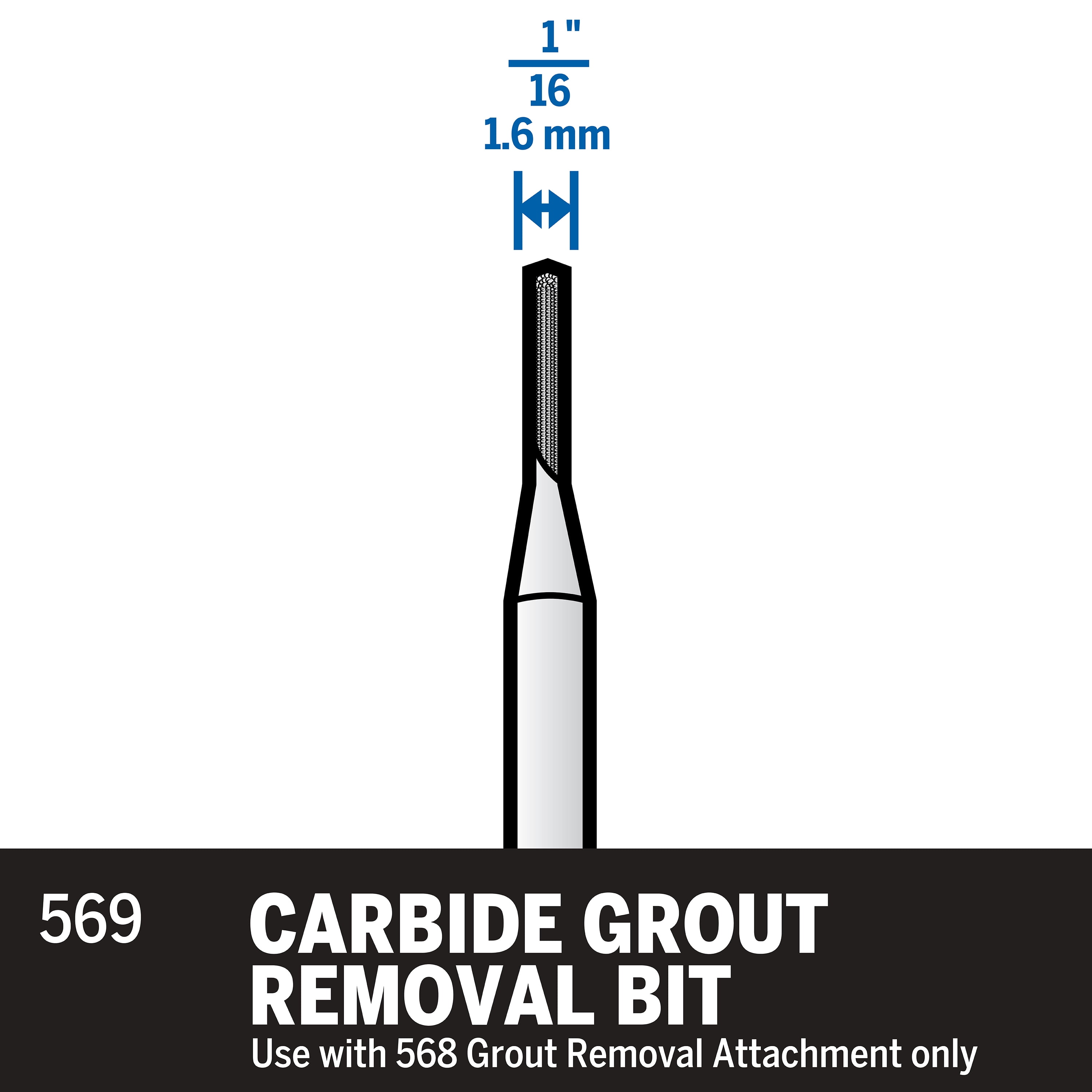Dremel 569 1/16" Carbide Grout Removal Bit Rotary Accessory