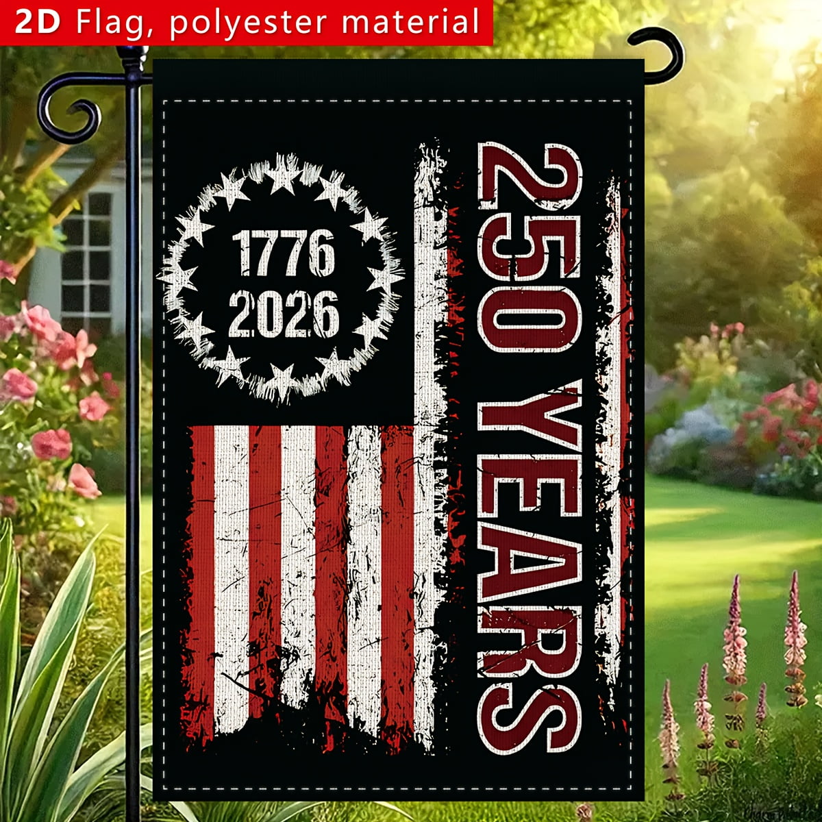1pc American 250th Anniversary Decoration Background Garden Flag (NO FLAGPOLE), No Need for Power Generation, Polyester Fabric, Decoration During the Anniversary Celebration