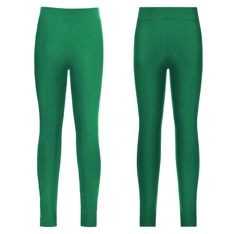 iiniim Girls Solid Color Athletic Leggings Yoga Workout Pants Kids Dance  Performance Dark Green 6