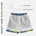 thumbnail image 5 of White Orange Flowers Blue Leaves Tropical Boys' Swim Trunks Board Shorts Beach Pants Bathing Bottoms L, 5 of 8