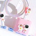 thumbnail image 4 of Funda protectora para cargador Astronauta Transpirable Fácil instalación Cargadores de silicona Protector de cable para cargadores de 18W 20W Juego de 4 piezas (Rosa), 4 of 5