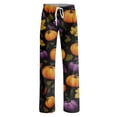 thumbnail image 6 of Halloween Lounge Pants for Women Pumpkin Print Stretch Comfy Elastic Waist Sleep Pants, 6 of 6