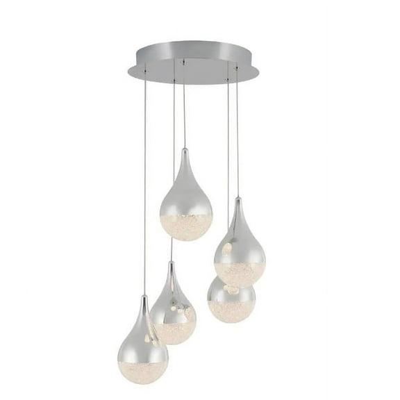 Artika Glitzer 30-Watt Integrated LED Chrome Hanging Pendant Light