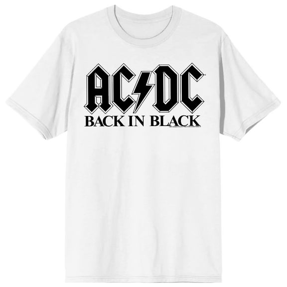 ACDC Back In Black Crew Neck Short Sleeve Women's White T-shirt-Large