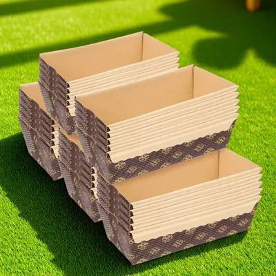 BESTONZON 25Pcs Oil Proof Paper Loaf Pans Coffee Color for Baking and Party Serving