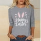 thumbnail image 1 of TaTaai Women Spring Casual T-Shirt Easter Themed Print Crew Neck Three Quarter Sleeve Loose Fit Pullover Top Ladies Daily Outdoor Street Wear Lightweight Non-See-Through Top Gift, 1 of 7