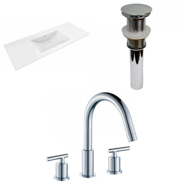 American Imaginations 48-in. W 3H8-in. Ceramic Top Set In White Color - Drain Incl. AI-32641