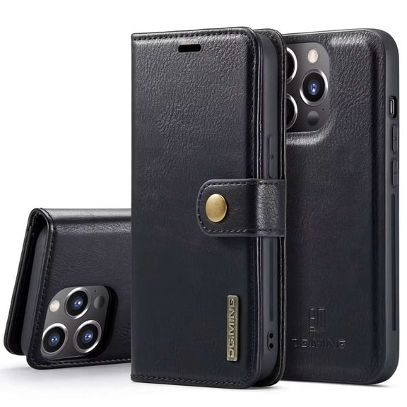 Casus Ming Removable Leather Wallet Cover Card Holder Case for Apple iPhone 13 - Black