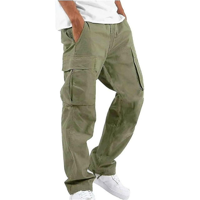 Pants For Men Solid Casual Multiple Pockets Outdoor Straight Type Fitness Long Pants