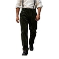 thumbnail image 2 of Zynoxe Mens Plus Size Autumn Winter Vintage Corduroy Suspender Pants Straight High Waist Business Casual Work Dress Pants with Adjustable Braces Army Green XL, 2 of 9