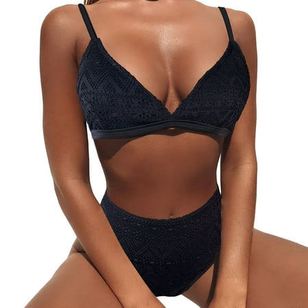 

fvwitlyh Bikini Sets for Women Sports Bra And Shorts Set Halter Two Piece Waist Wrap Swimsuit Front Bikini Hight Women s Board Shorts Swimwear Set Bikinis