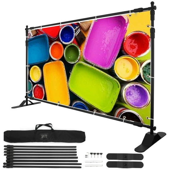SHZOND Adjustable Backdrop Stand Banner Stand with Carrying Bag, Black (1 Count)