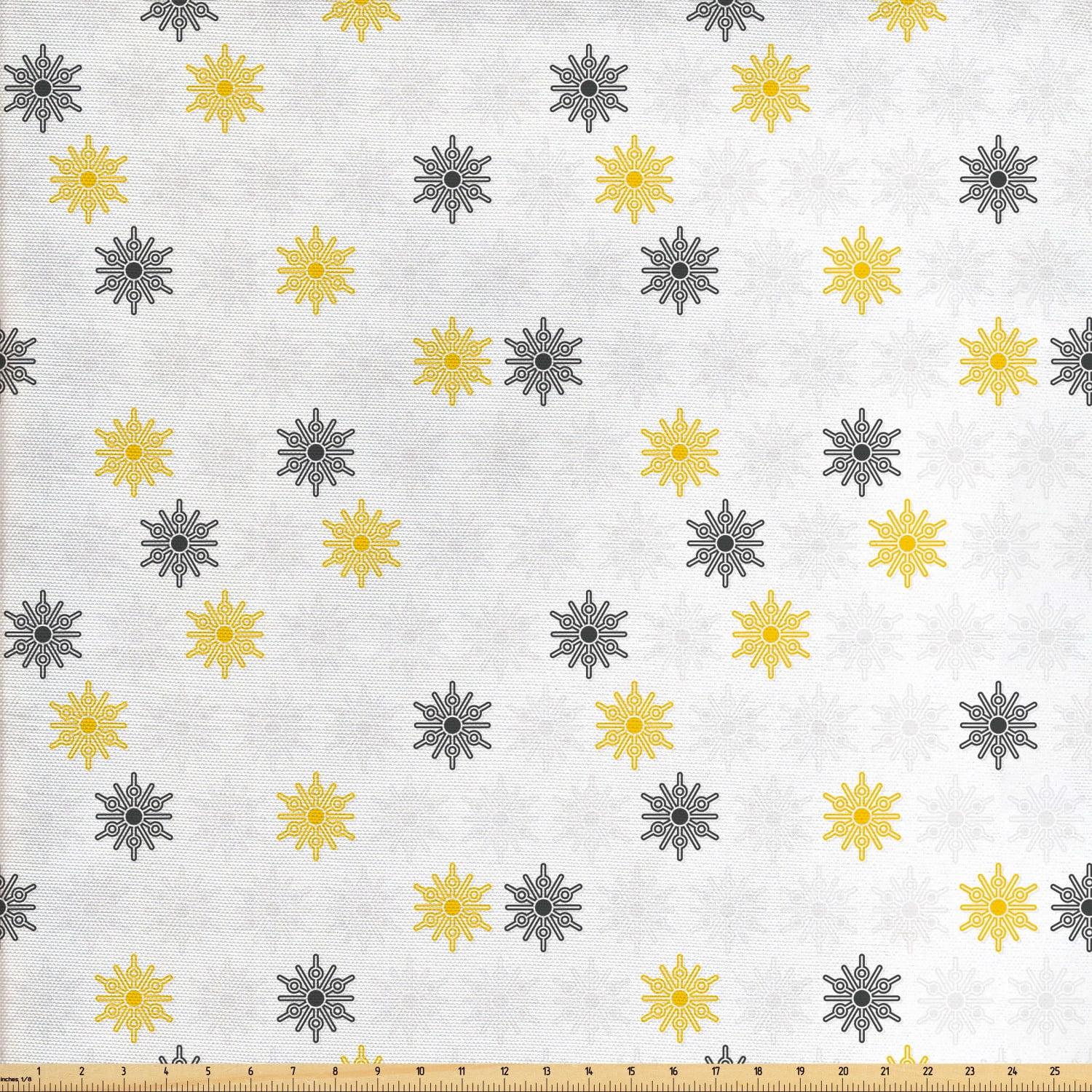 Grey and Yellow Fabric by The Yard, Moroccan Style Modern Sun Beam