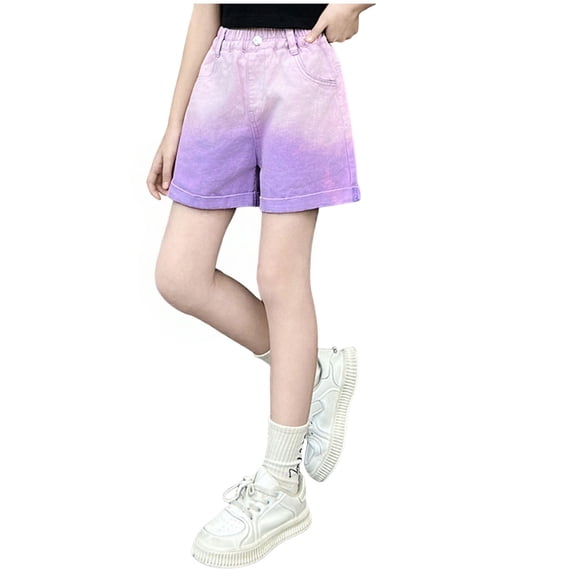 Ketyyh-chn99 Girls' Toddler Shorts Toddler Baby Girl Summer Shorts Active Jogger Pants Waist Pocket Solid Color Athletic Sweatpant Harem Bottom Size for 7-8 Years,Purple