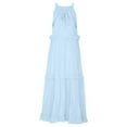 thumbnail image 4 of Mohiass Solid Color Halter Ruffle Maxi Dress for Women Sleeveless Casual 2024 Ruched Long Dress Sky Blue L, 4 of 9