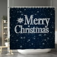 thumbnail image 3 of Merry Christmas Blue Shower Curtains Sets Sliver Bauble Shinny Dots Twinkle Stars Snowflake Happy New Year Shower Curtains with Hooks for Bath Bathroom Decors Waterproof Fabric 84x72 Inches, 3 of 5