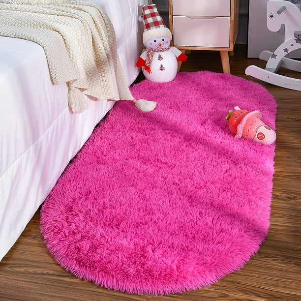 Arogan Ultra Soft Fluffy Bedroom Rugs For Kids,2.6'x5.3',Hot Pink