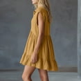 thumbnail image 4 of Fewfanhot Casual Summer Dresses for Women Summer Dress Notched V Neck Front Button Sleeveless Ruffle Hem Beach Vacation Mini Sun Dress, 4 of 5