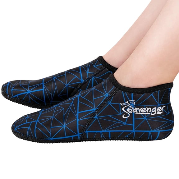 Seavenger Zephyr 3mm Neoprene Socks for Scuba Diving, Snorkeling, Swimming (Geometric Blue, Medium)