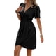 thumbnail image 3 of Vestido Informal de Verano para Mujer, de Corta y Cuello en V, para Vacaciones, Estilo Midi Cruzado con Efecto Piel de Serpiente. Negro L, 3 of 9