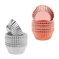 thumbnail image 4 of 200 moldes metálicos para muffins, envoltorios de papel para cupcakes y pasteles (plata y oro rosa), 4 of 8