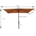 thumbnail image 5 of 6.5×10 FT Rectangular Patio Umbrella with Solar LED Lights, Outdoor Table Umbrella with Push Button Tilt & Crank for Garden Shade Outside Market Deck Backyard Swimming Pool, Brown, 5 of 6