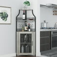 thumbnail image 1 of Corner Wine Bar Rack Cabinet with Detachable Wine Rack, Home Bar Cabinet with Barn Door and Adjustable Shelf, Wine Bar Cabinet and Buffet Cabinet with Mesh Door, 1 of 7