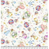 P  B Textiles Whiskerville Hot Air Balloon Toss White Baby 100% Cotton By the Yard