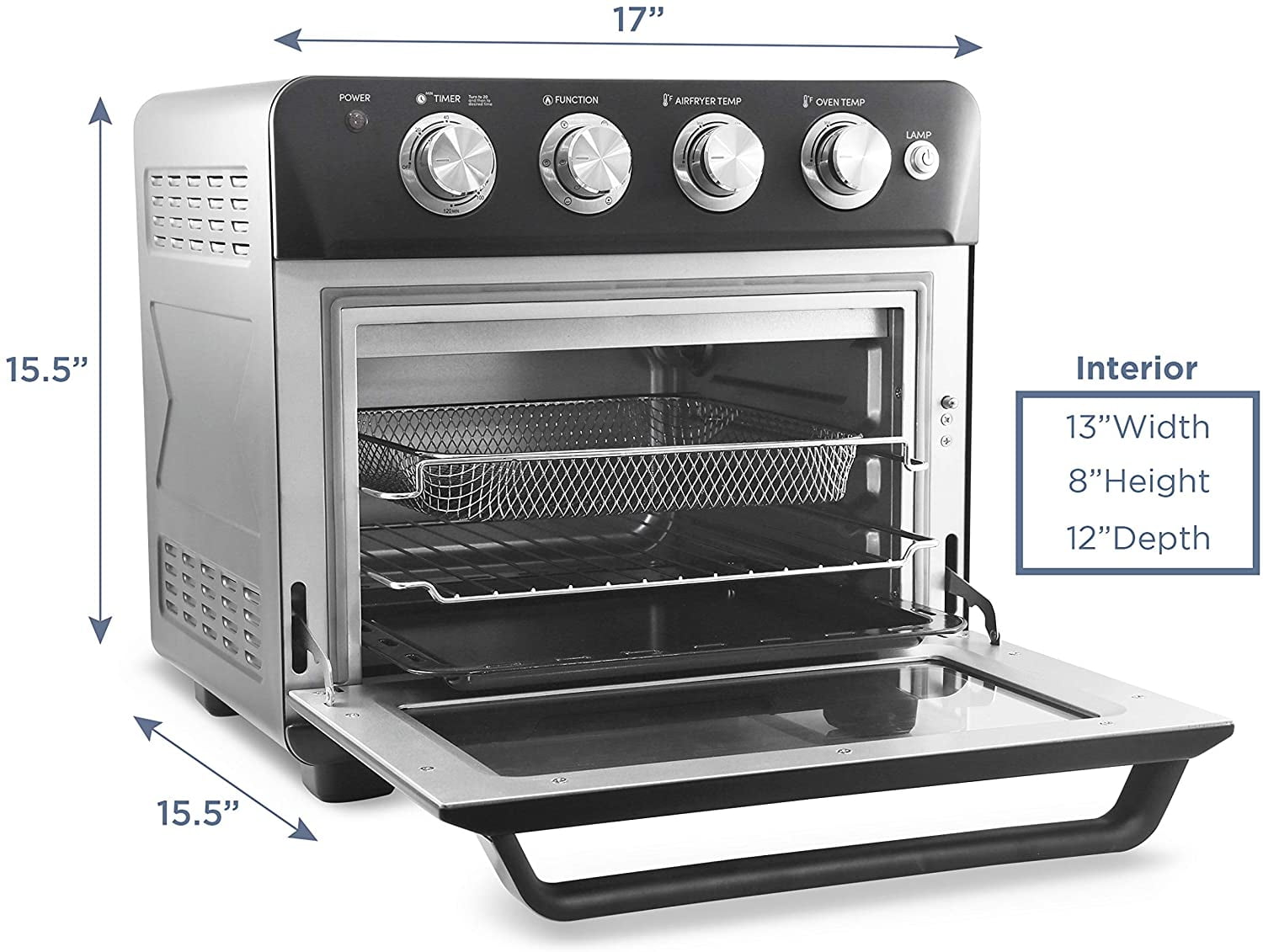 Open Box Elite Gourmet Deluxe 25L Air Fryer Oven (Black)
