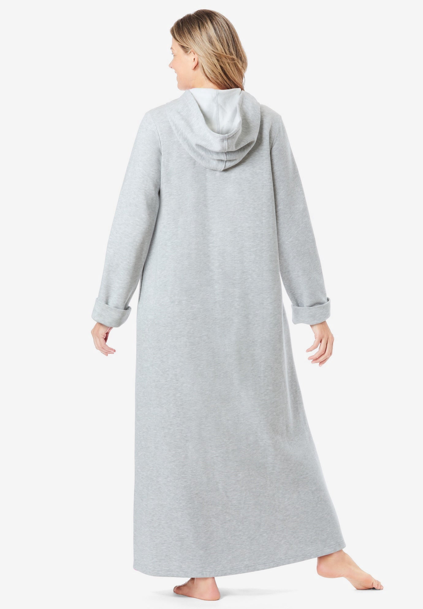 Dreams & Co. Plus Size Long Hooded Fleece Sweatshirt Robe
