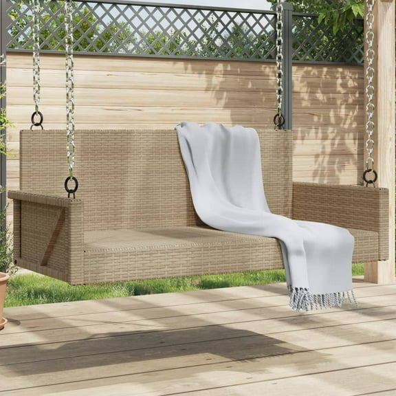 vidaXL Swing Bench Beige 46.9"x22"x18.9" Poly Rattan