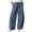 Blue, variant on Women's Vertical Rib Corduroy Barrel Pants,Solid Elastic Drawstring Waist Pants with Side Pockets,Loose Casual Lantern Trousers for Fall Winter,Black Women's S-XXXL