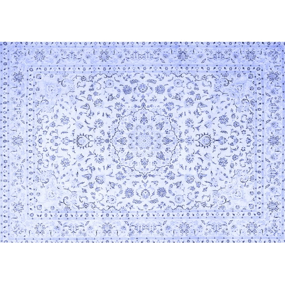 Ahgly Company Indoor Rectangle Medallion Blue Traditional Area Rugs, 5' x 7'